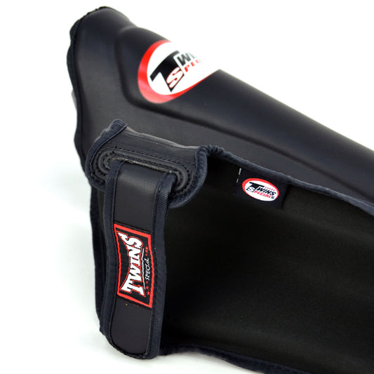 Twins Leather  Double Padded Shin Guards  - Black