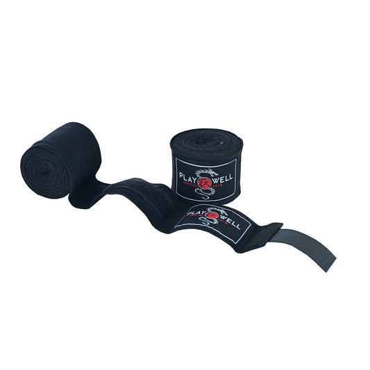 Boxing Elasticated Stretch Cotton Black Hand Wraps  - 4M