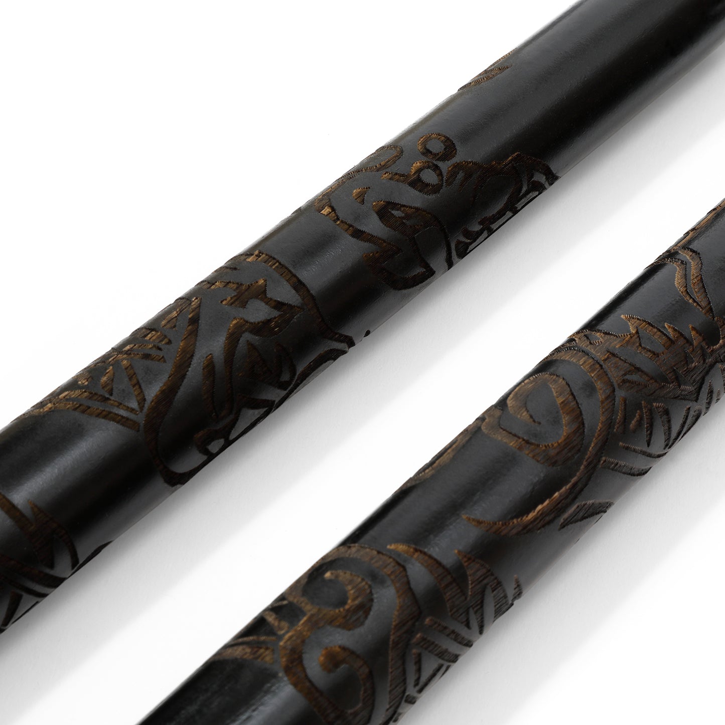 Deluxe Carved Dragon Nunchucks B.B - Black Oak