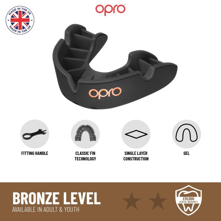 Opro UFC Adults Bronze Self Fit Mouth Guard - White