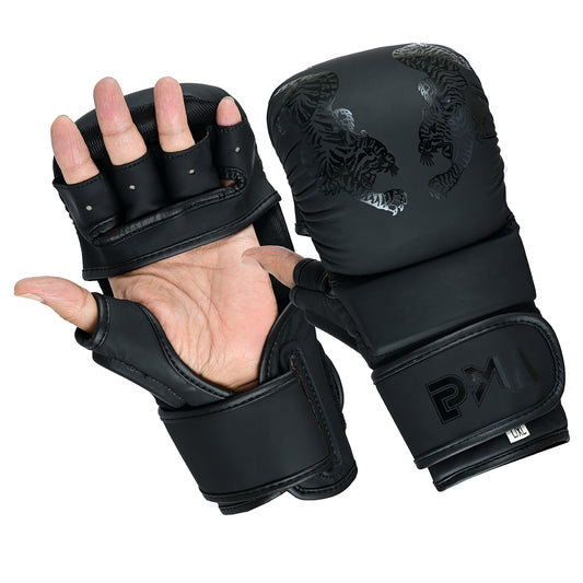 PMA Twin Tigers MMA Sparring Gloves & Shin Pads Set - Black