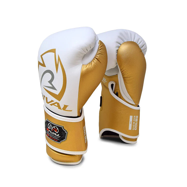 Rival RB100 Professional Bag Gloves - White/Gold