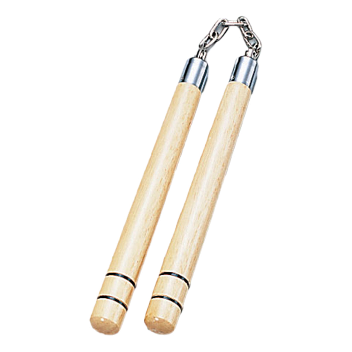 Deluxe Wooden White Oak 2 Black Stripes Nunchucks B.B - PRE ORD