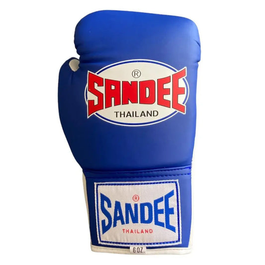 Sandee Authentic Junior Lace Up Pro Fight Boxing Gloves - Blue