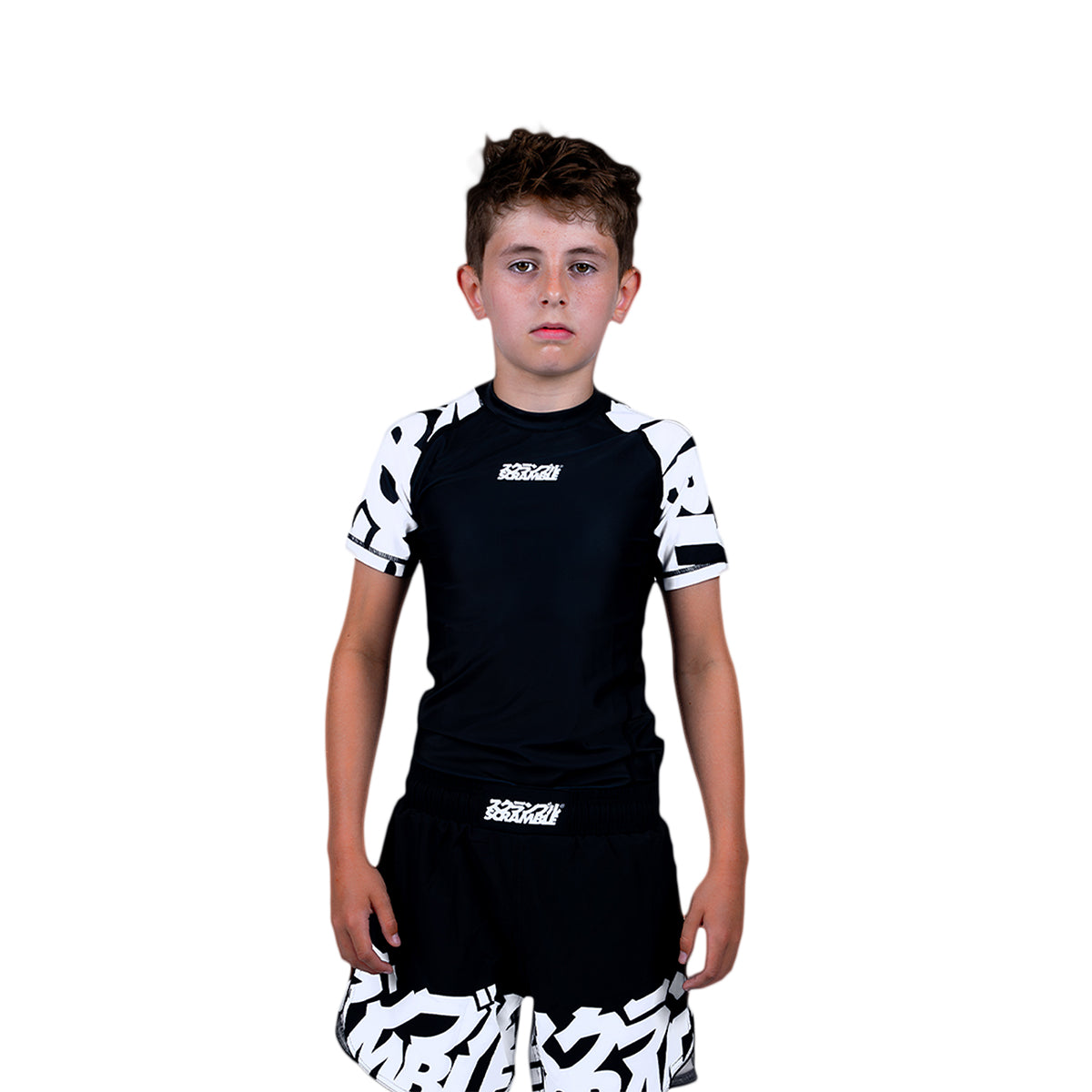 Scramble Baka Kids Short Sleeve Rash Guard - Black