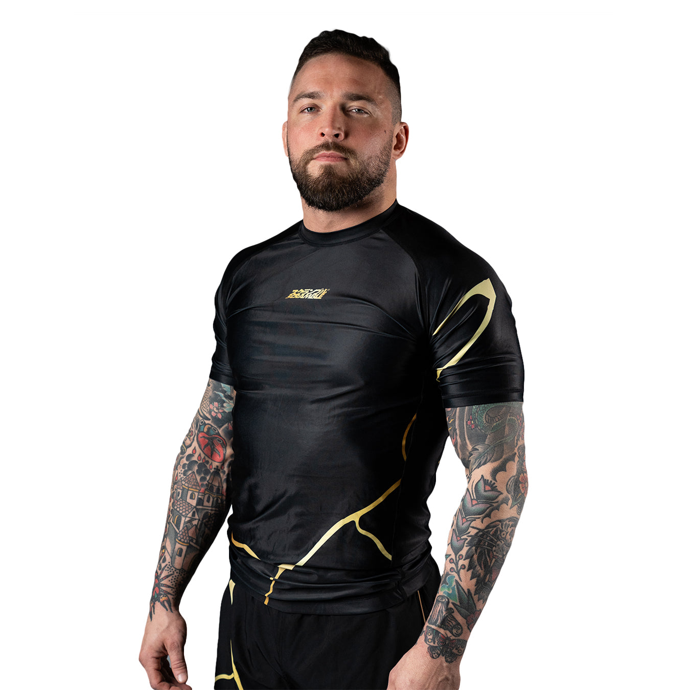 Scramble Kintsugi Short Sleeve Rash Guard - Black