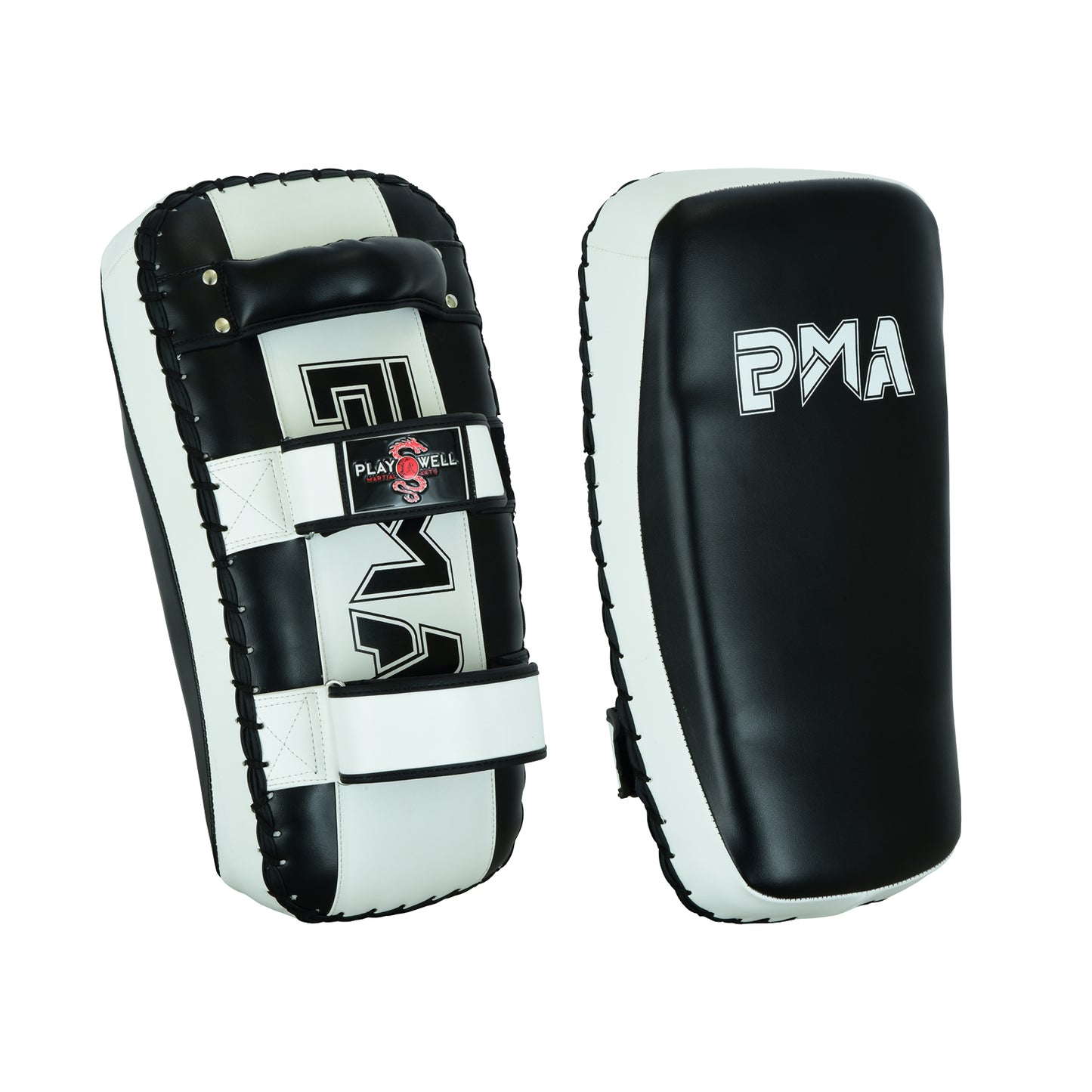 Deluxe Muay Thai Curved Air Tech Arm Pads, - Black/White SINGLE