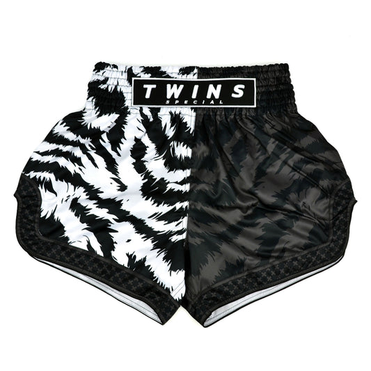 Twins Jungle  Muay thai Shorts - Black/White