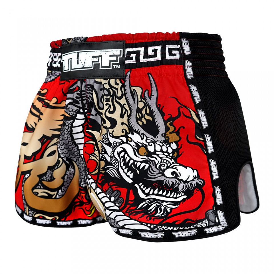 TUFF Retro Red Chinese Dragon Muay Thai Shorts