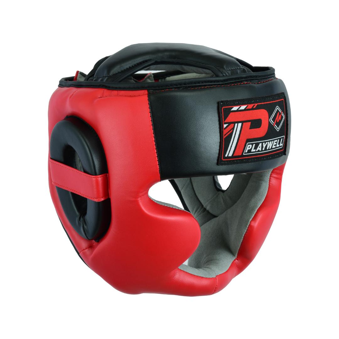 Childrens Boxing Full Face Head Guard - Black/Red - XXS