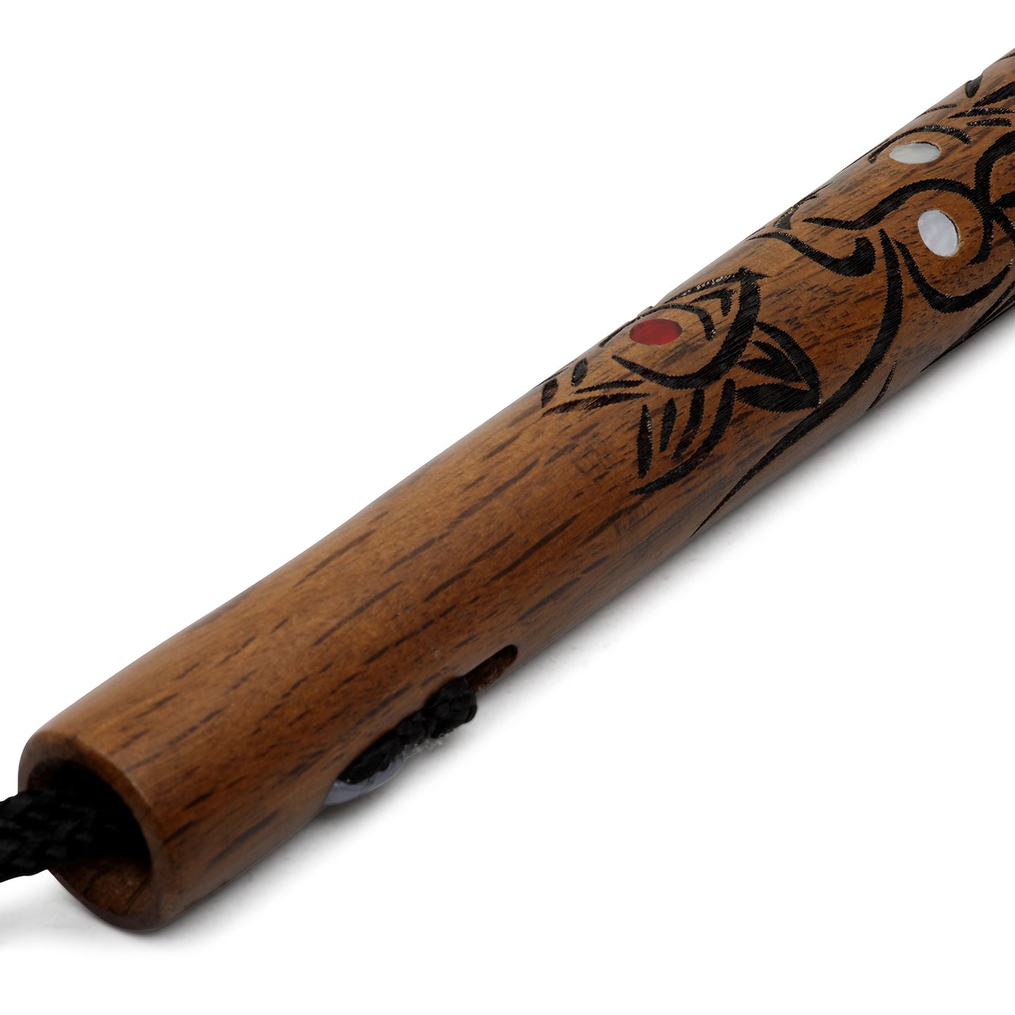 Deluxe Red Oak Carved Dragon Nunchucks Cord
