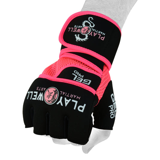 Playwell Elite Ladies Pro Gel Hand Wrap Gloves - Black/Pink