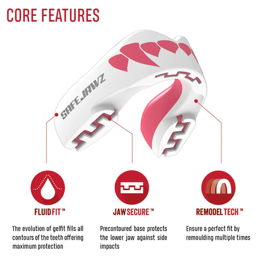 SAFEJAWZ Extro Series Fangz Self Fit Mouthguards - Pink