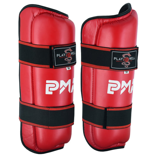Semi Contact Elite Kickboxing Shin Guards - Red