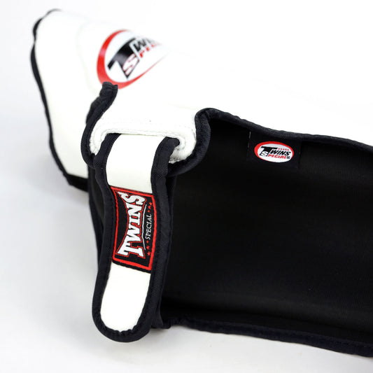 Twins Double Leather Padded Shin Guards - White