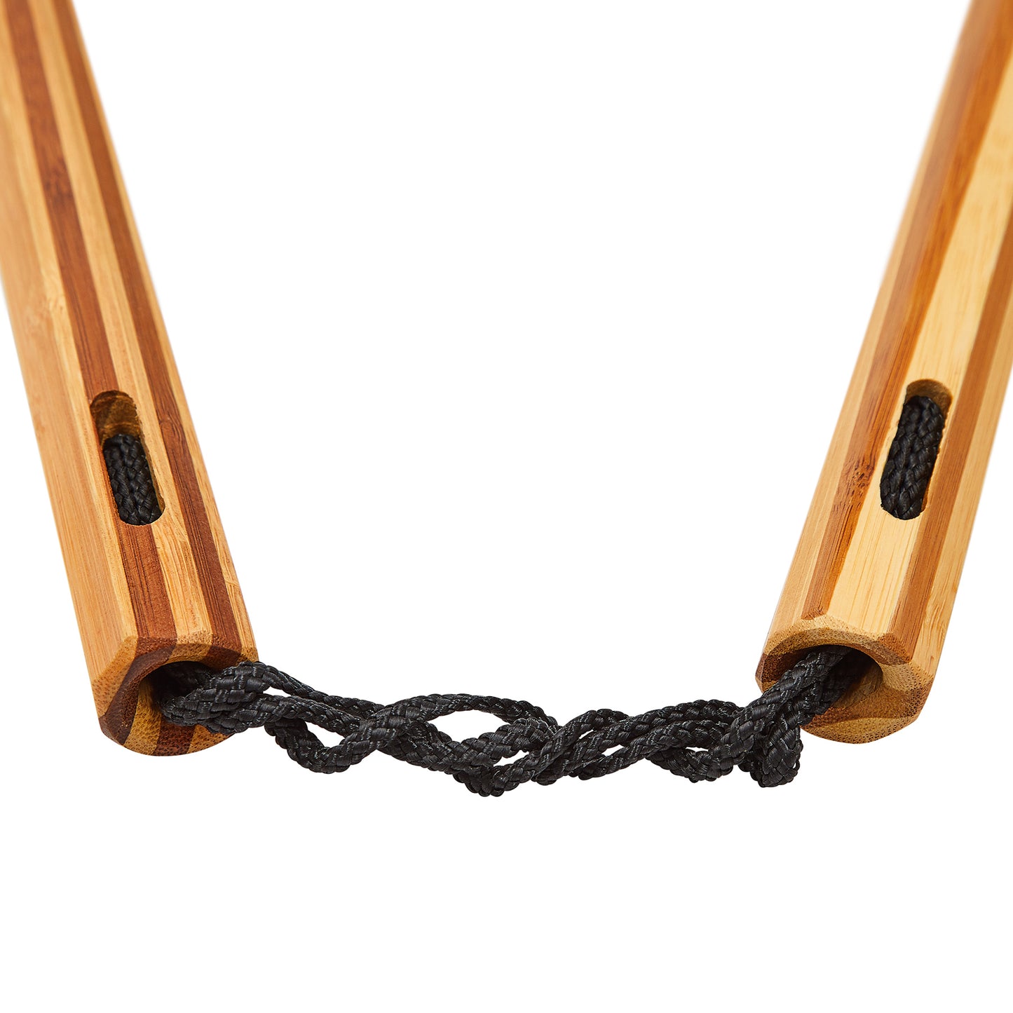 NR-074B: Octagonal Bamboo Striped Nunchaku W/ Cord