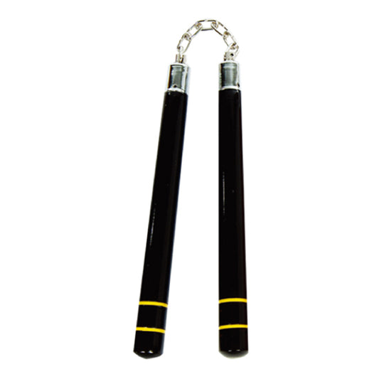 Deluxe Black Oak Nunchucks W/ 2 Yellow  B.B C111 - PRE ORDER