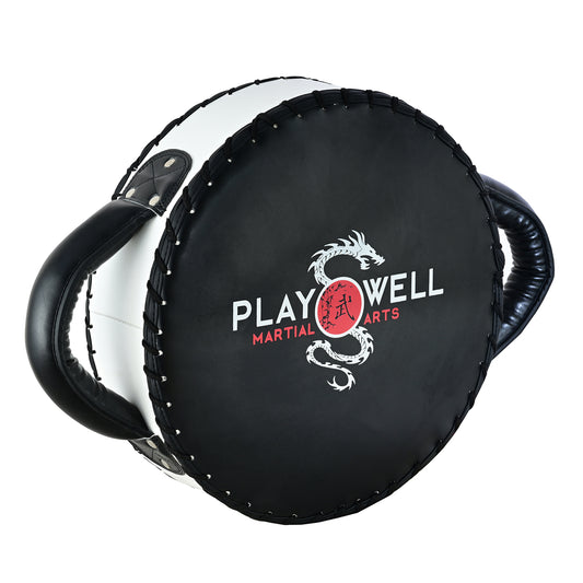 Elite Pro Round Boxing Striking Shield - Black/White