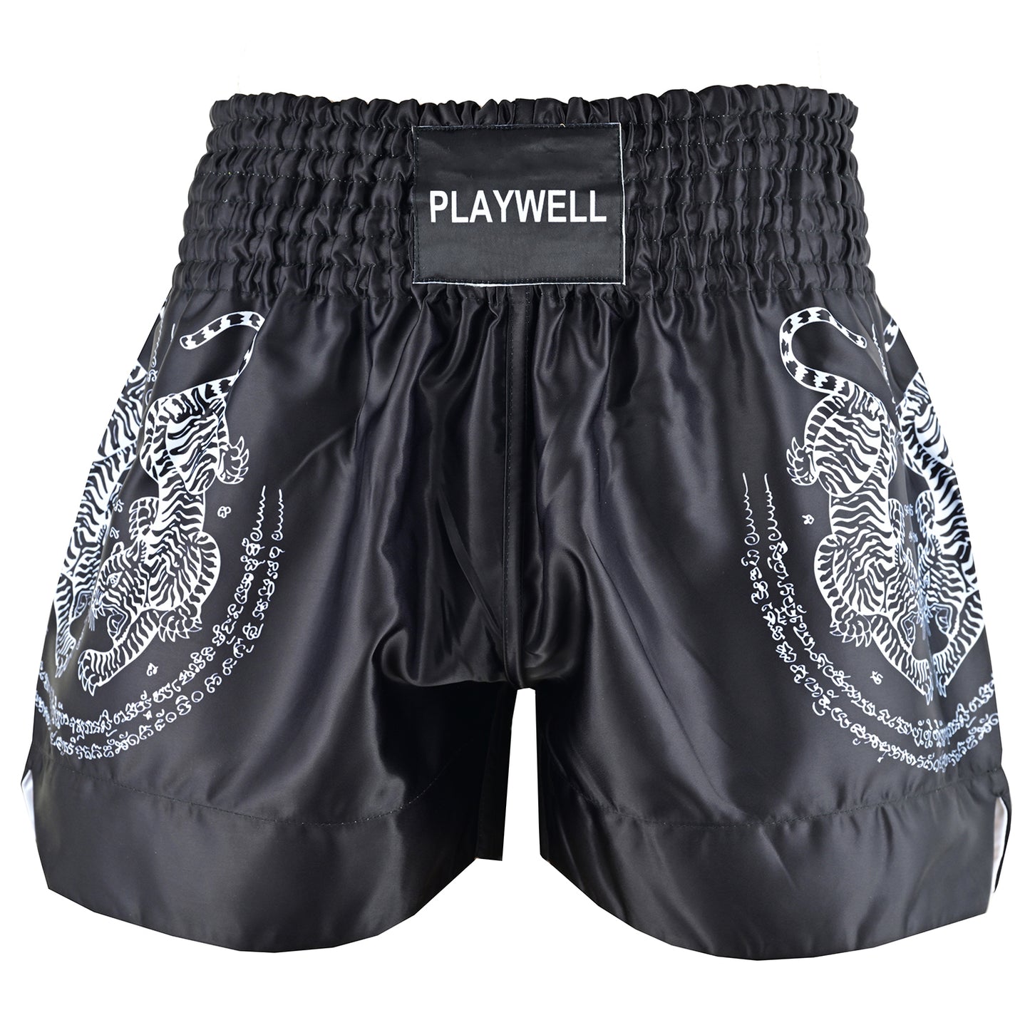 Twin Tiger Satin Muay Thai Competition Fight Shorts  - Black