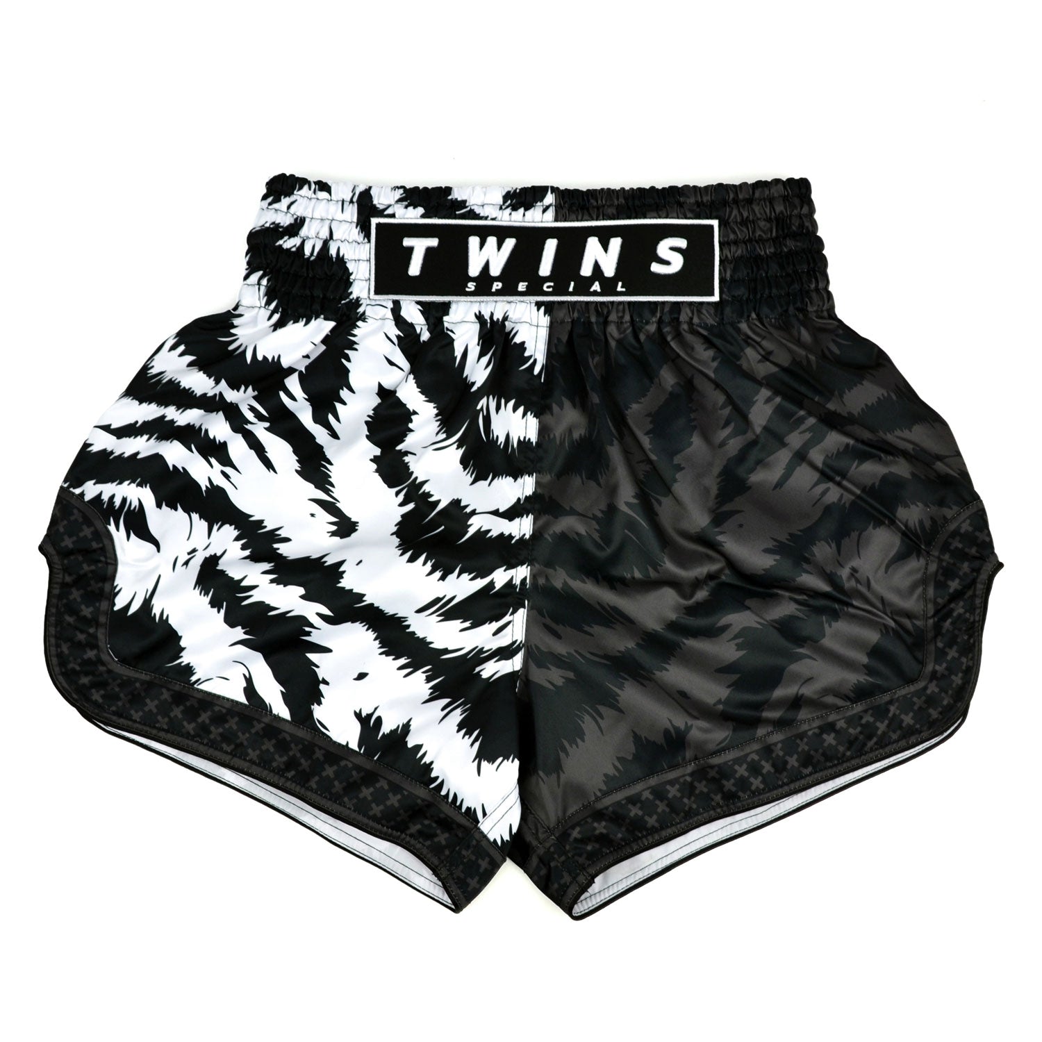 Twins Jungle  Muay thai Shorts - Black/White