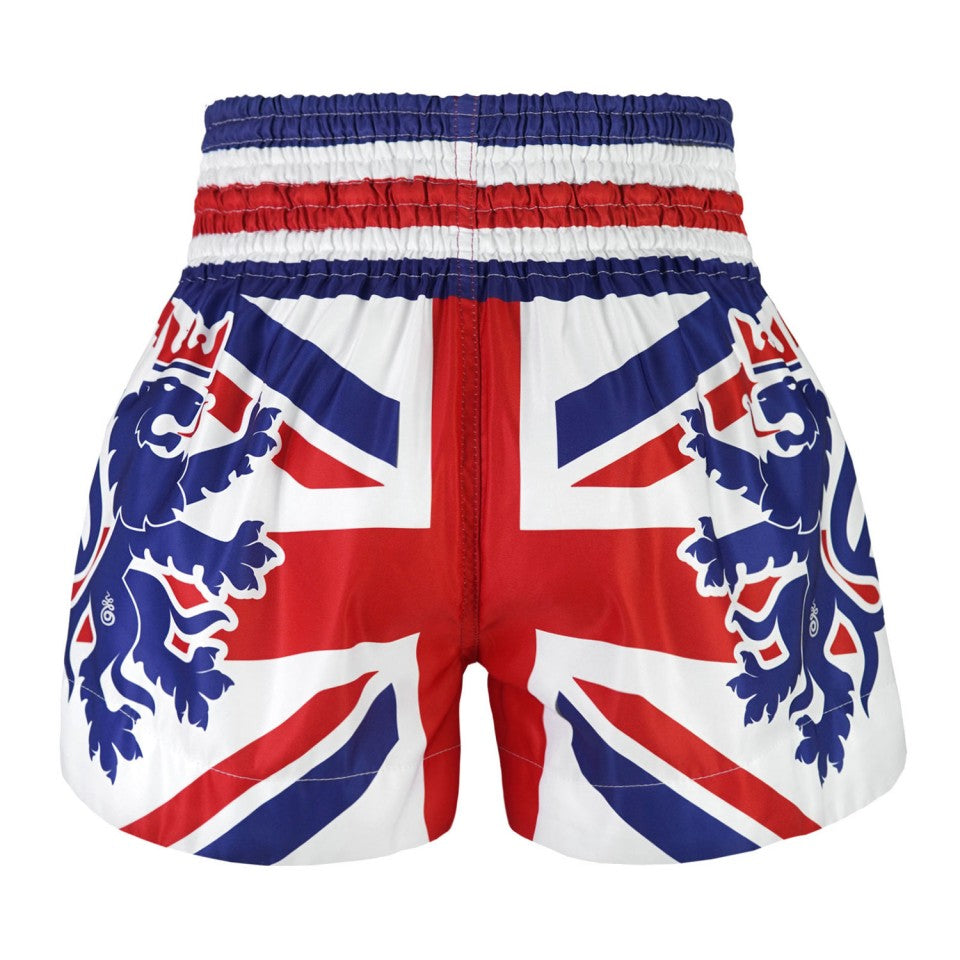TUFF Traditional King Of Beasts UK Flag Muay Thai Shorts - White