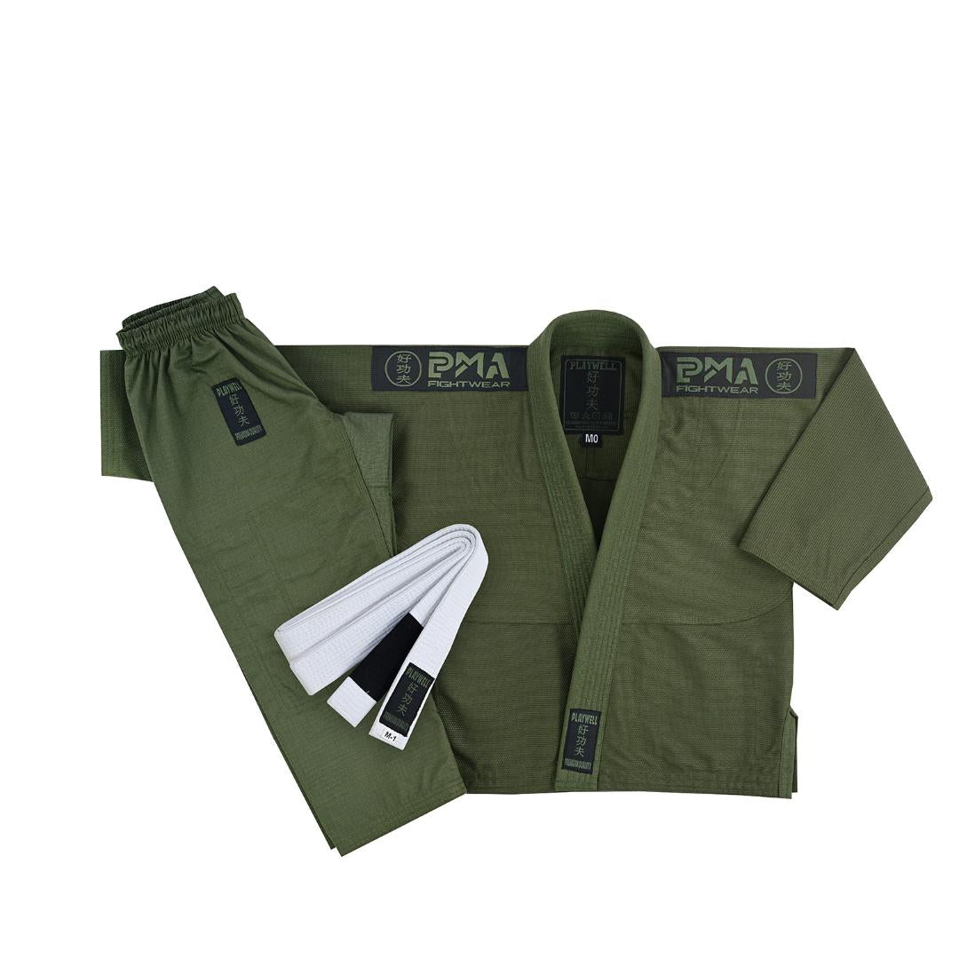 PMA Kids Elite Pearl Weave Jiu Jitsu Gi - Military Green