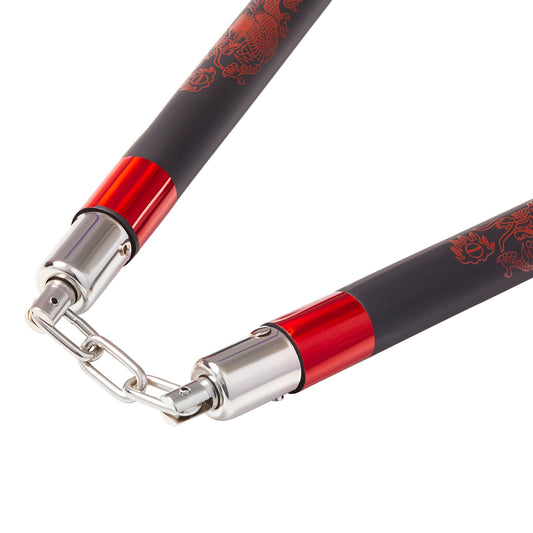 Deluxe Foam Speed Nunchucks With Chain - Black/Red - 11" - PRE O