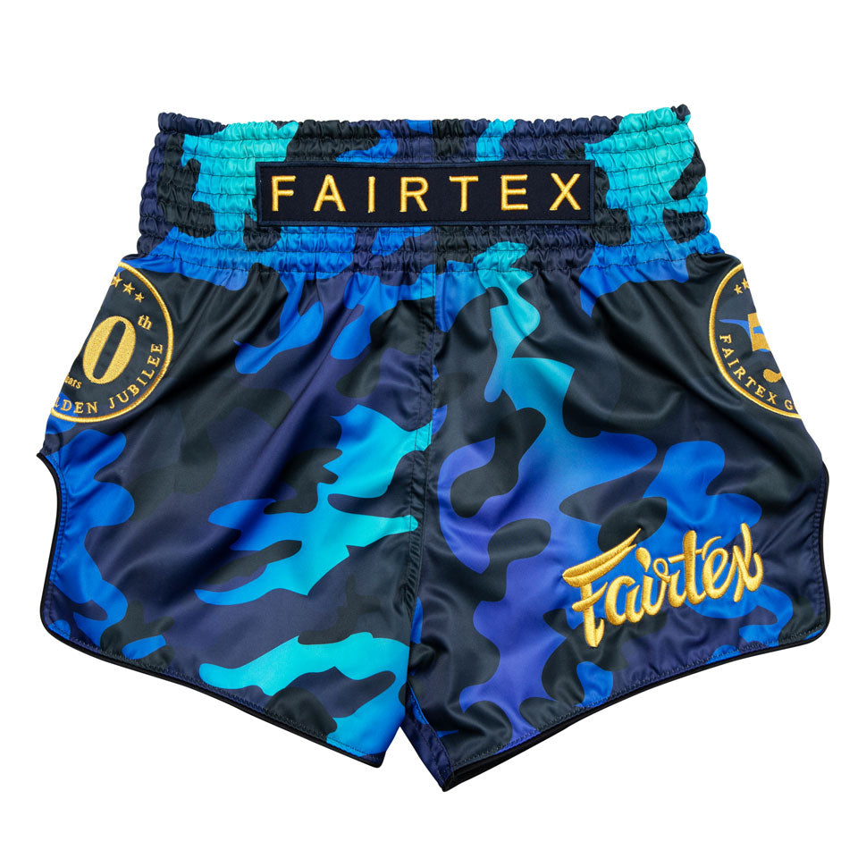 Fairtex Slim Cut Muay Thai Fight Shorts - Blue Camo