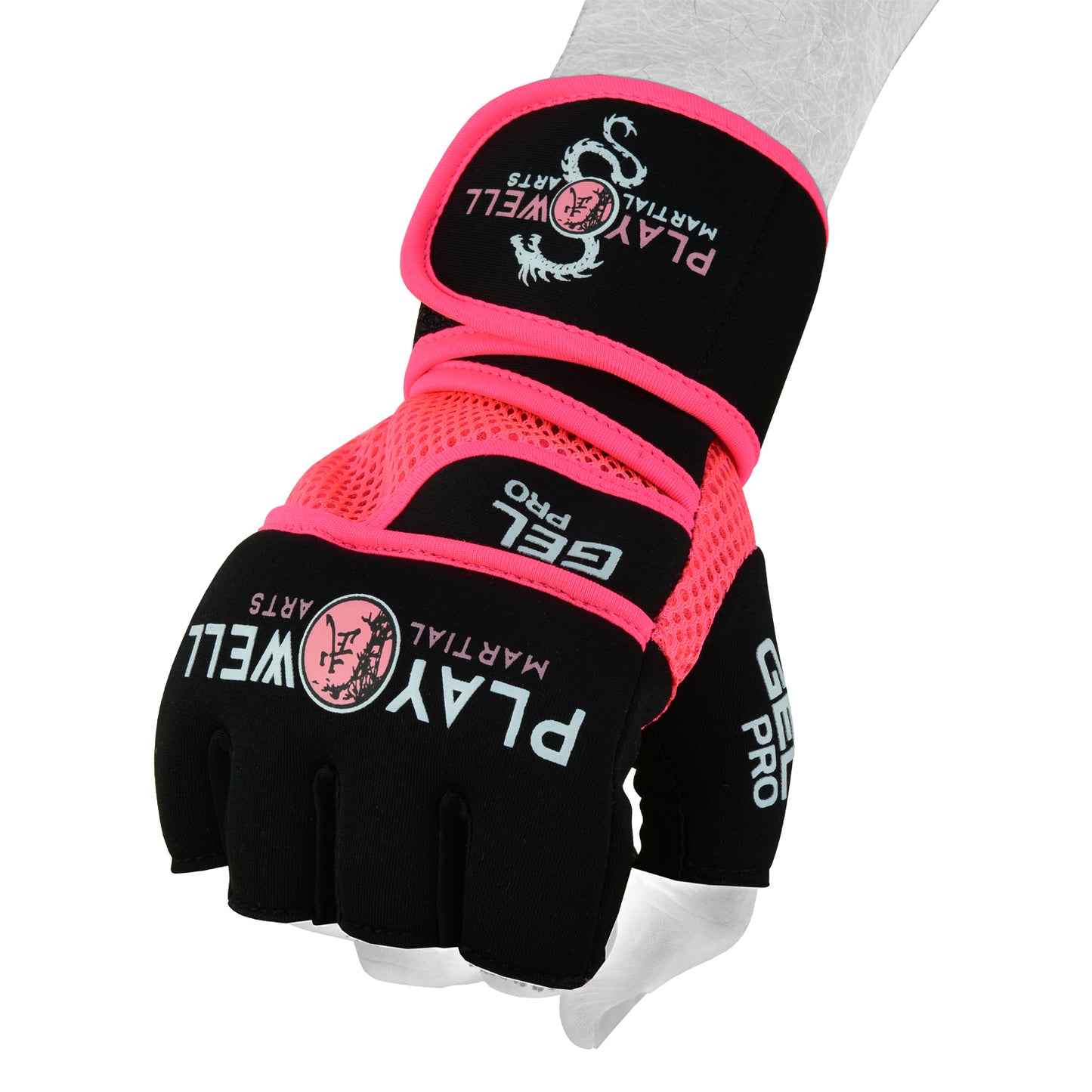 Playwell Elite Ladies Pro Gel Hand Wrap Gloves - Black/Pink