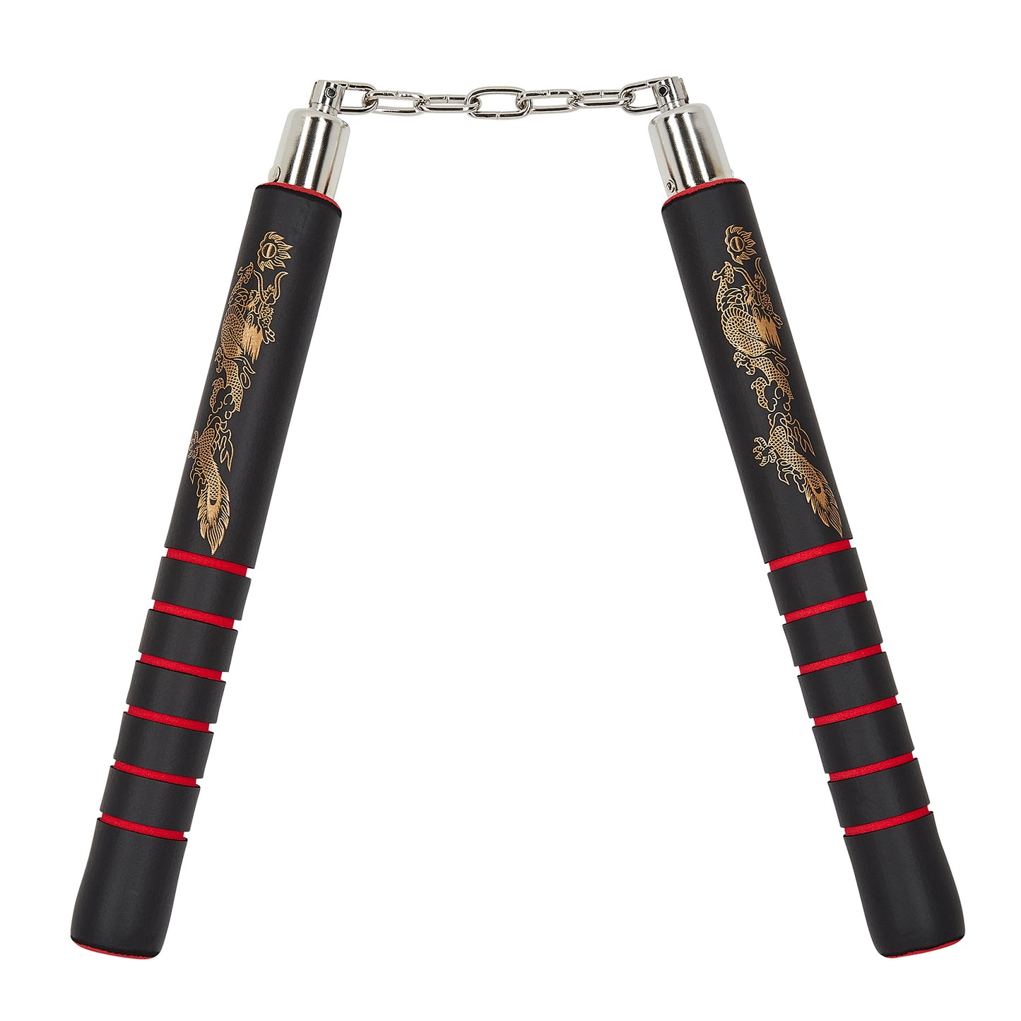 NR-027:Deluxe  Foam Nunchaku B.B With Grip : Red grips - PRE ORD