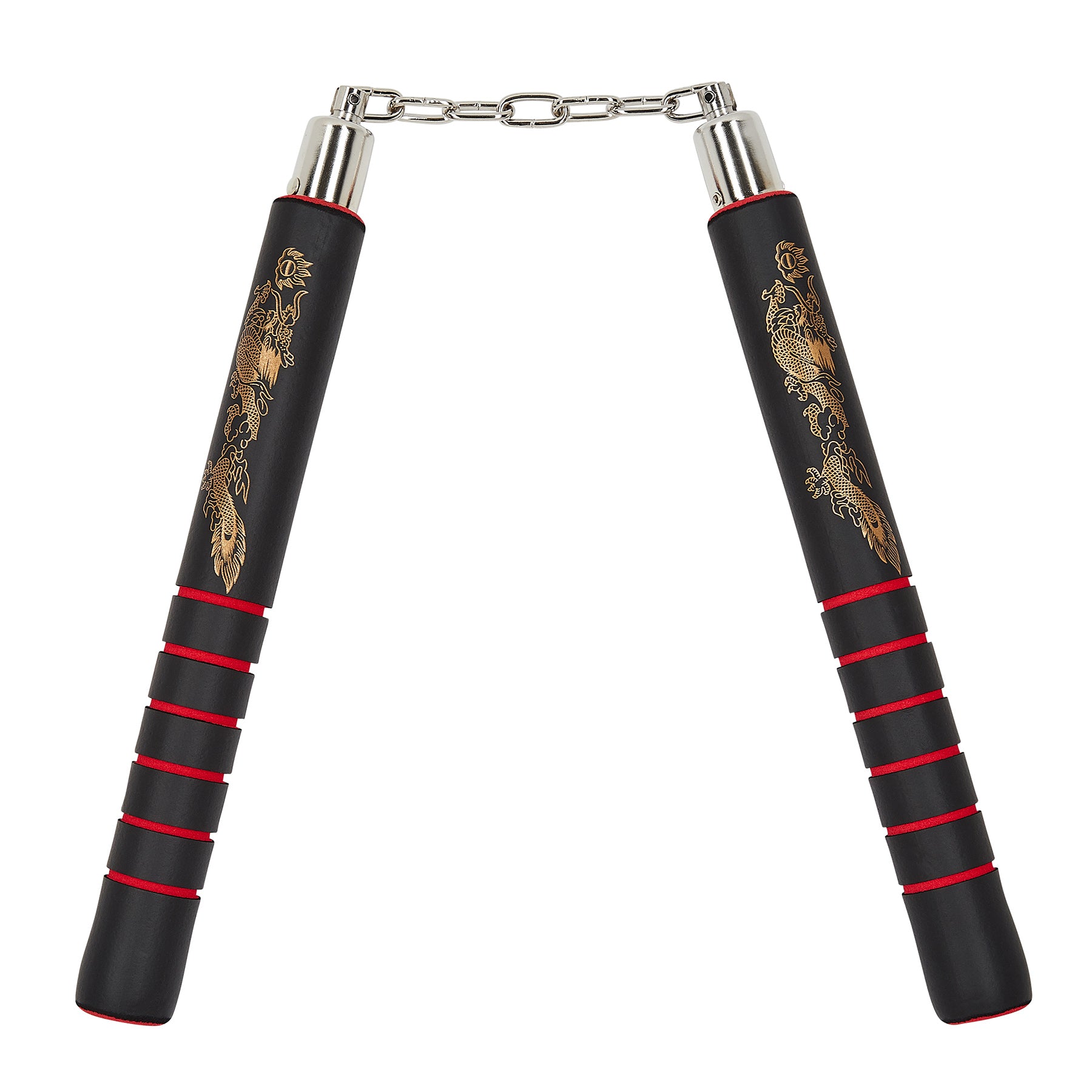 NR-027:Deluxe  Foam Nunchaku B.B With Grip : Red grips - PRE ORD