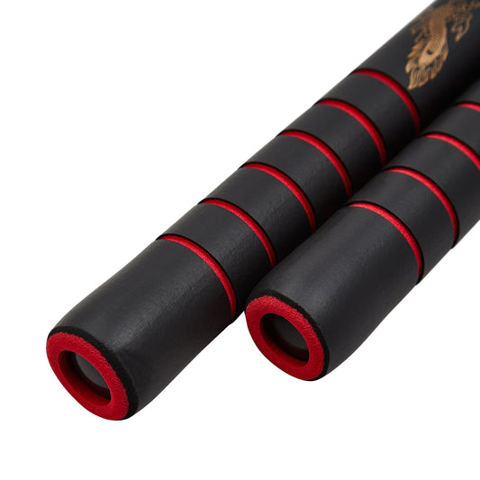 NR-027:Deluxe  Foam Nunchaku B.B With Grip : Red grips