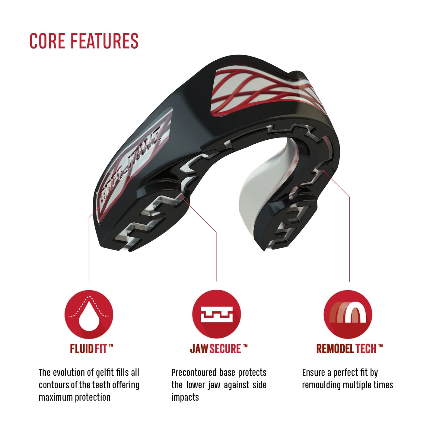 SAFEJAWZ Nitro Series Self Fit Mouthguards - Black