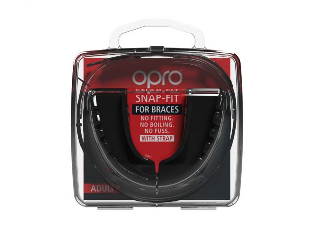 OPRO Snap Fit ( For Braces ) Mouthguard - Black - Adults 11+