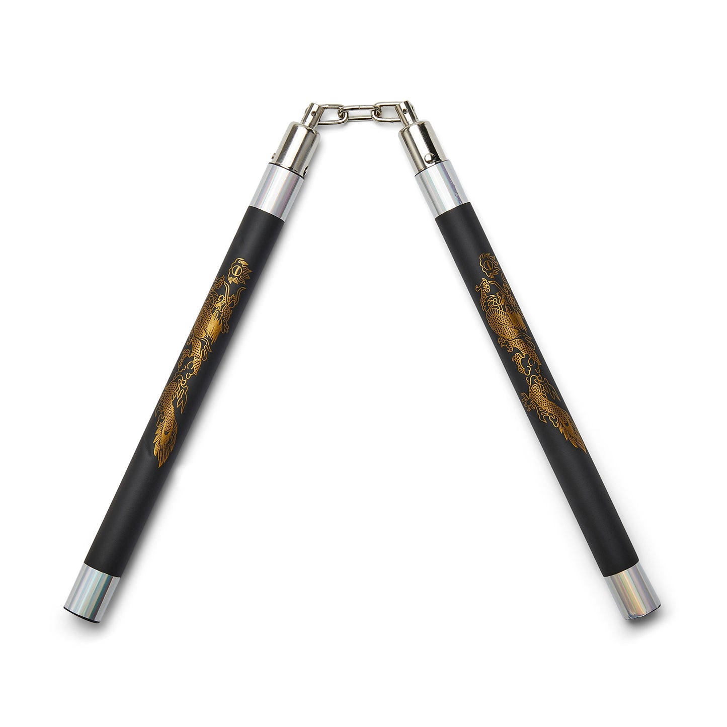 Deluxe Foam Speed Nunchucks With Chain - Black/Silver - 11"