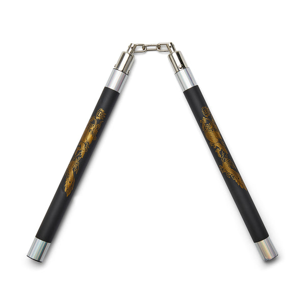 Deluxe Foam Speed Nunchucks With Chain - Black/Silver - 11"