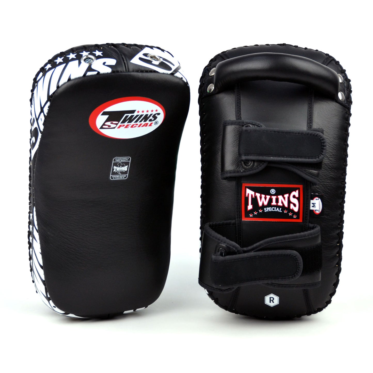 Twins KPL10 Curved Leather Thai Kick Pads - Black