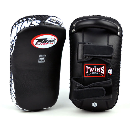 Twins KPL10 Curved Leather Thai Kick Pads - Black