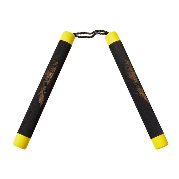 NR-009: Foam Nunchaku with Cord Black / Yellow Tips - PRE ORDER